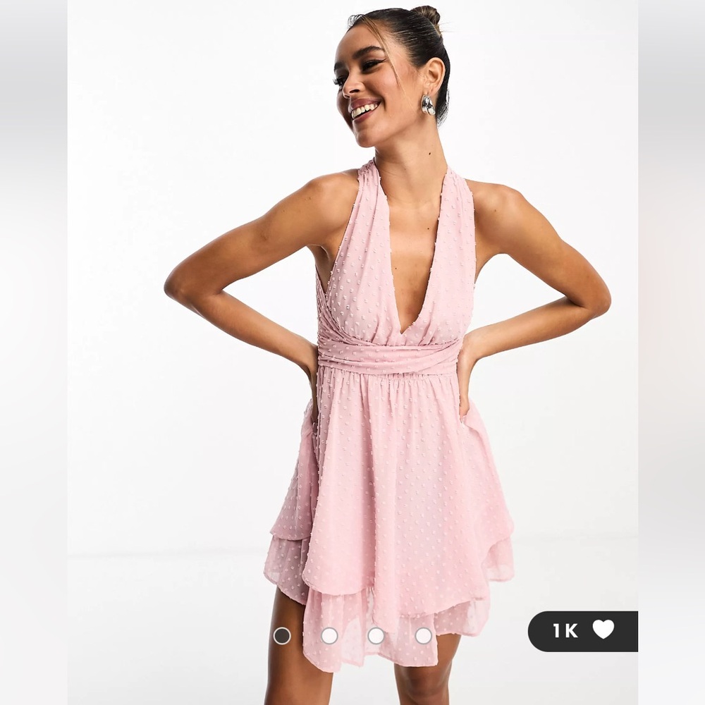ASOS pink wraparound waist mini dress
